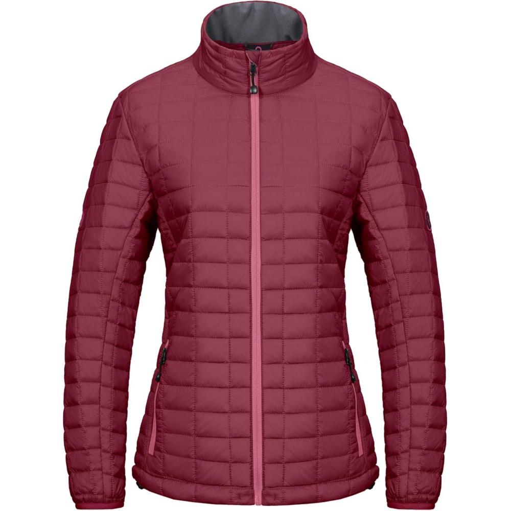 imageLittle Donkey Andy Womens Puffer Jacket Lightweight Warm Hiking Jacket with PostConsumer Synthetic InsulationDark Red