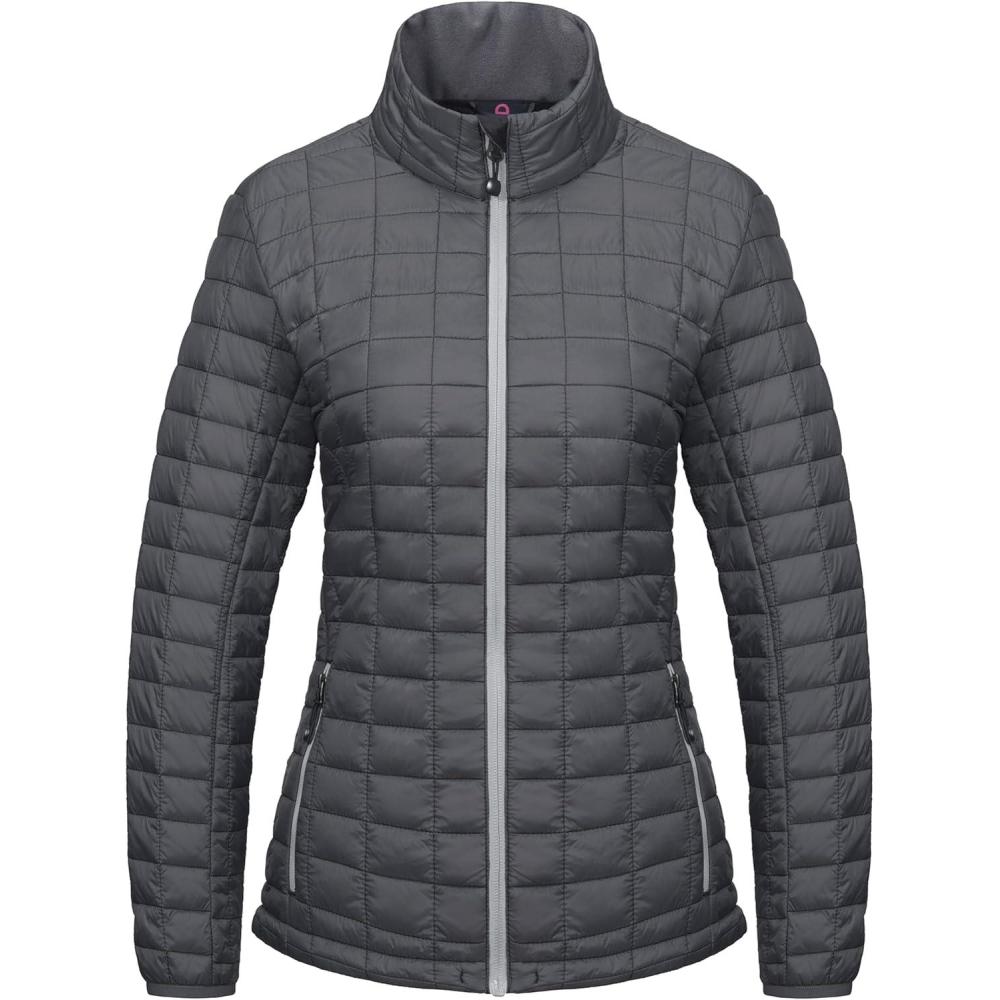 imageLittle Donkey Andy Womens Puffer Jacket Lightweight Warm Hiking Jacket with PostConsumer Synthetic InsulationUpgrade Grey