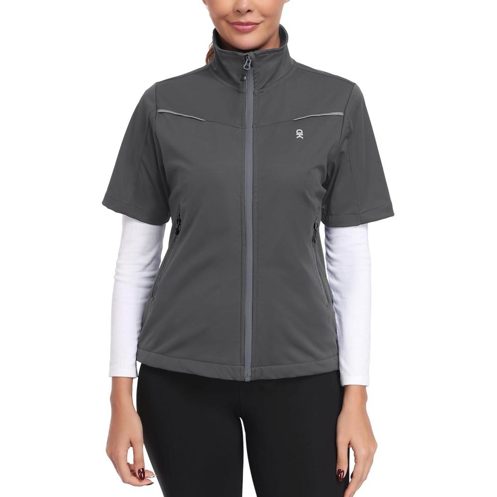 imageLittle Donkey Andy Womens Short Sleeve Jacket Windproof Lightweight Vest for Golf Hiking RunningGrey