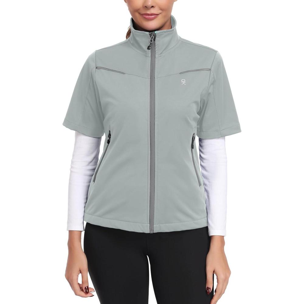 imageLittle Donkey Andy Womens Short Sleeve Jacket Windproof Lightweight Vest for Golf Hiking RunningLight Grey