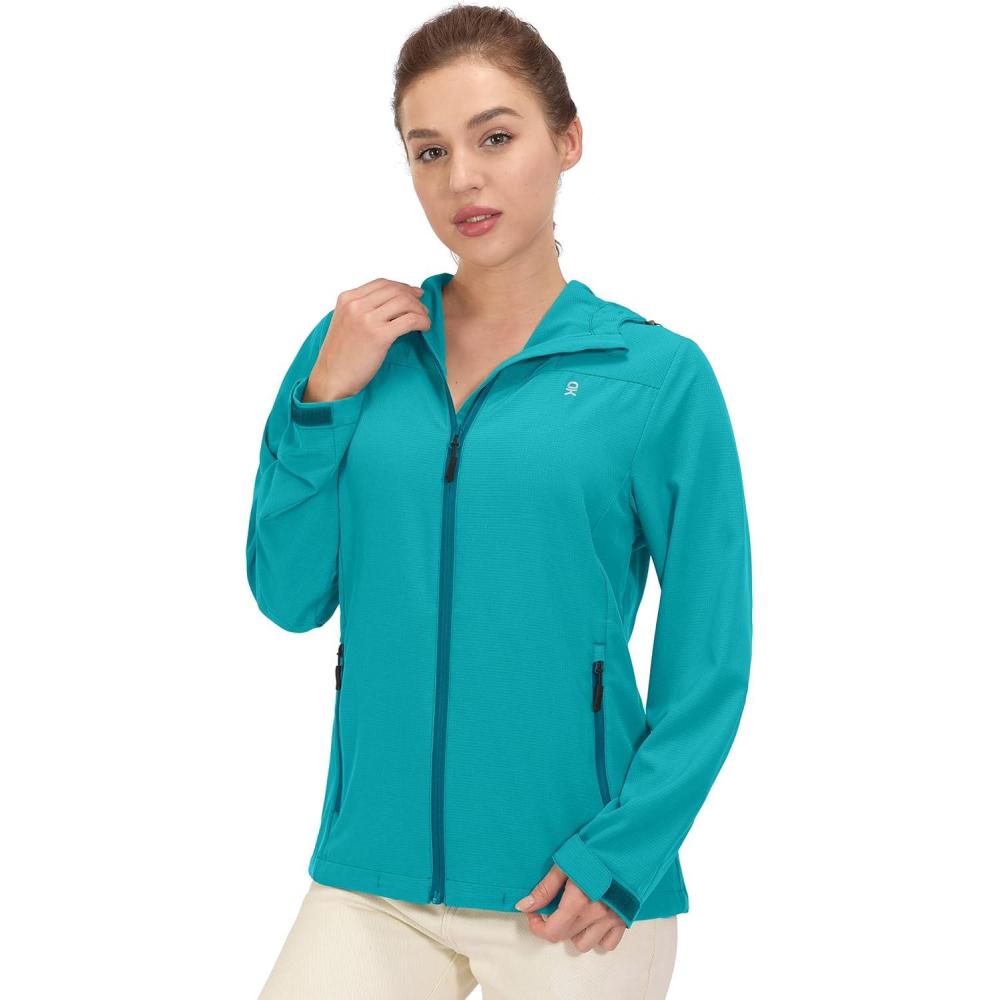 imageLittle Donkey Andy Womens Sun Protection Hoodie Jackets Long Sleeve UPF50 Shirts Hiking Travel Camp Air Holes Full ZipBlue