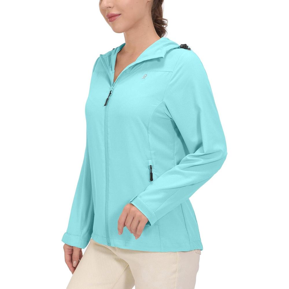 imageLittle Donkey Andy Womens Sun Protection Hoodie Jackets Long Sleeve UPF50 Shirts Hiking Travel Camp Air Holes Full ZipIsland Paradise