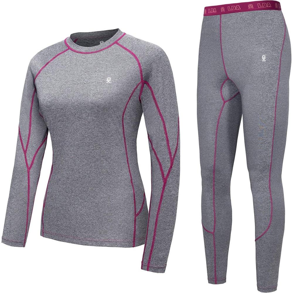 imageLittle Donkey Andy Womens Thermal Underwear Sets Lightweight Warm Base Layers Quick Dry Wicking Top and Bottom for Winter2 Gray