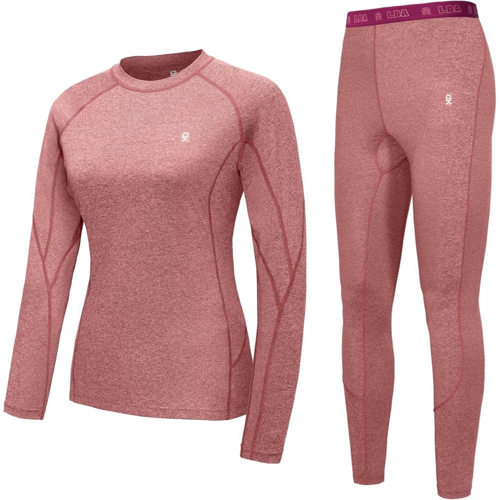 imageLittle Donkey Andy Womens Thermal Underwear Sets Lightweight Warm Base Layers Quick Dry Wicking Top and Bottom for Winter4 Red
