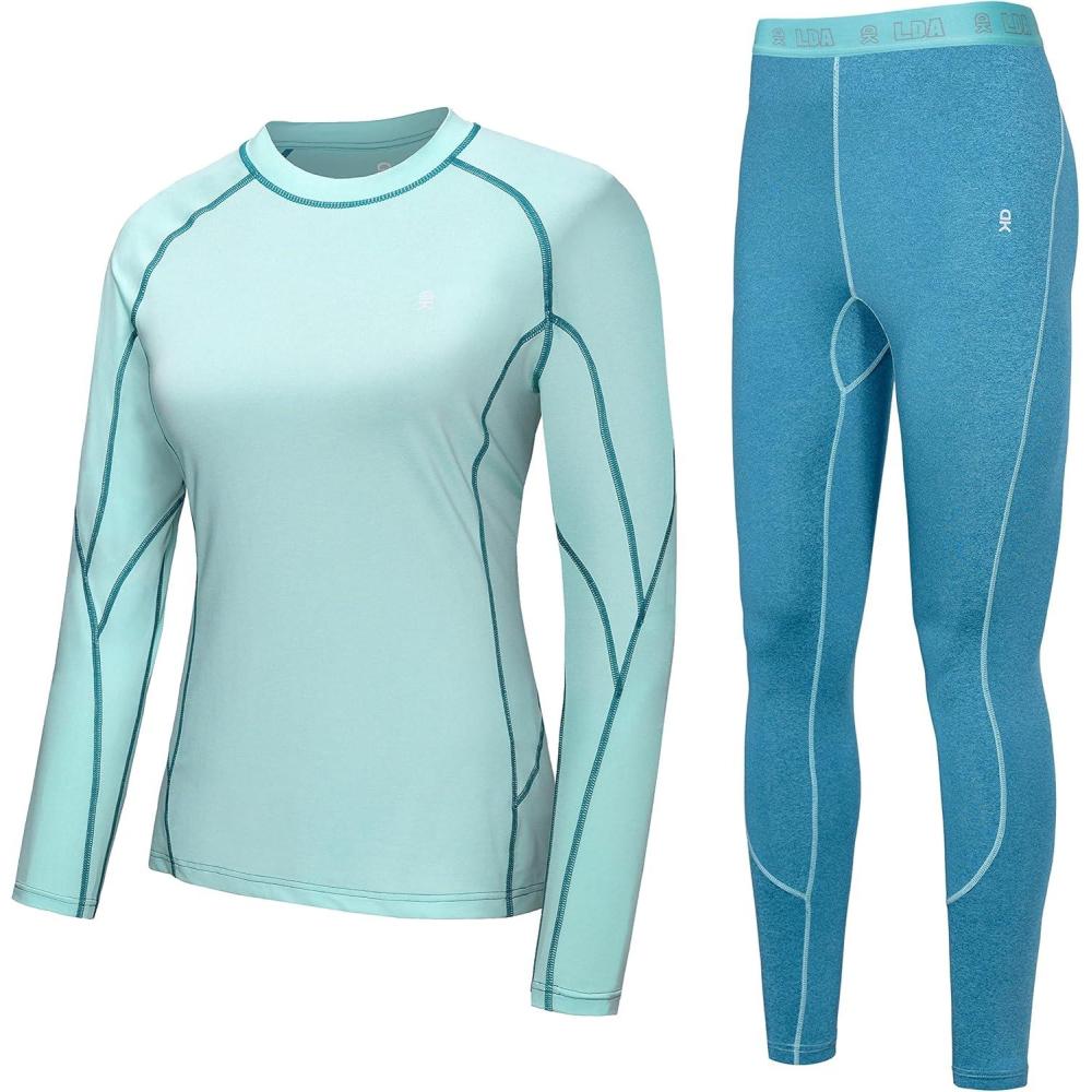imageLittle Donkey Andy Womens Thermal Underwear Sets Lightweight Warm Base Layers Quick Dry Wicking Top and Bottom for Winter5 Blue