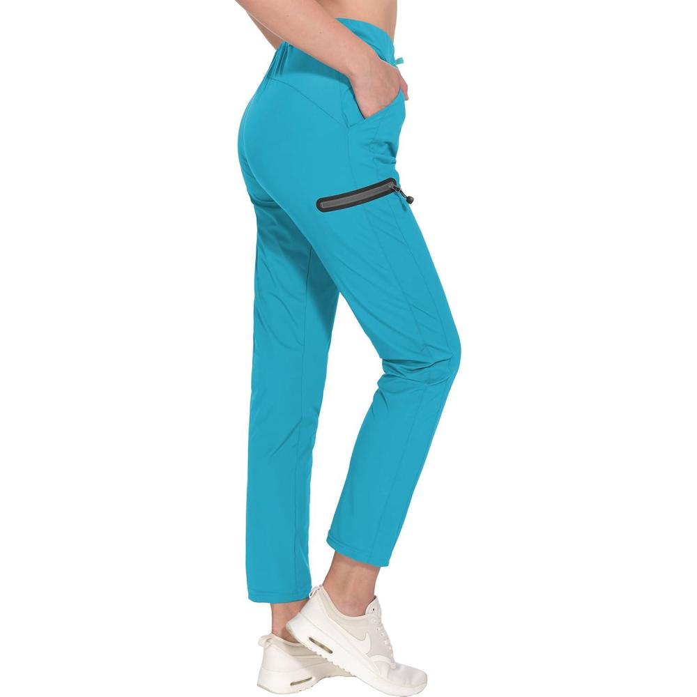imageLittle Donkey Andy Womens UltraStretch Quick Dry Lightweight Ankle Pants Drawstring Active Travel HikingA13 Blue Atoll