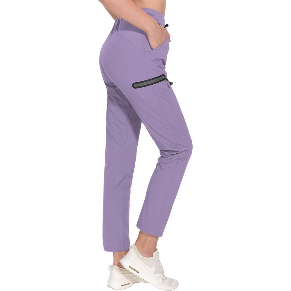 imageLittle Donkey Andy Womens UltraStretch Quick Dry Lightweight Ankle Pants Drawstring Active Travel HikingA14 Light Purple