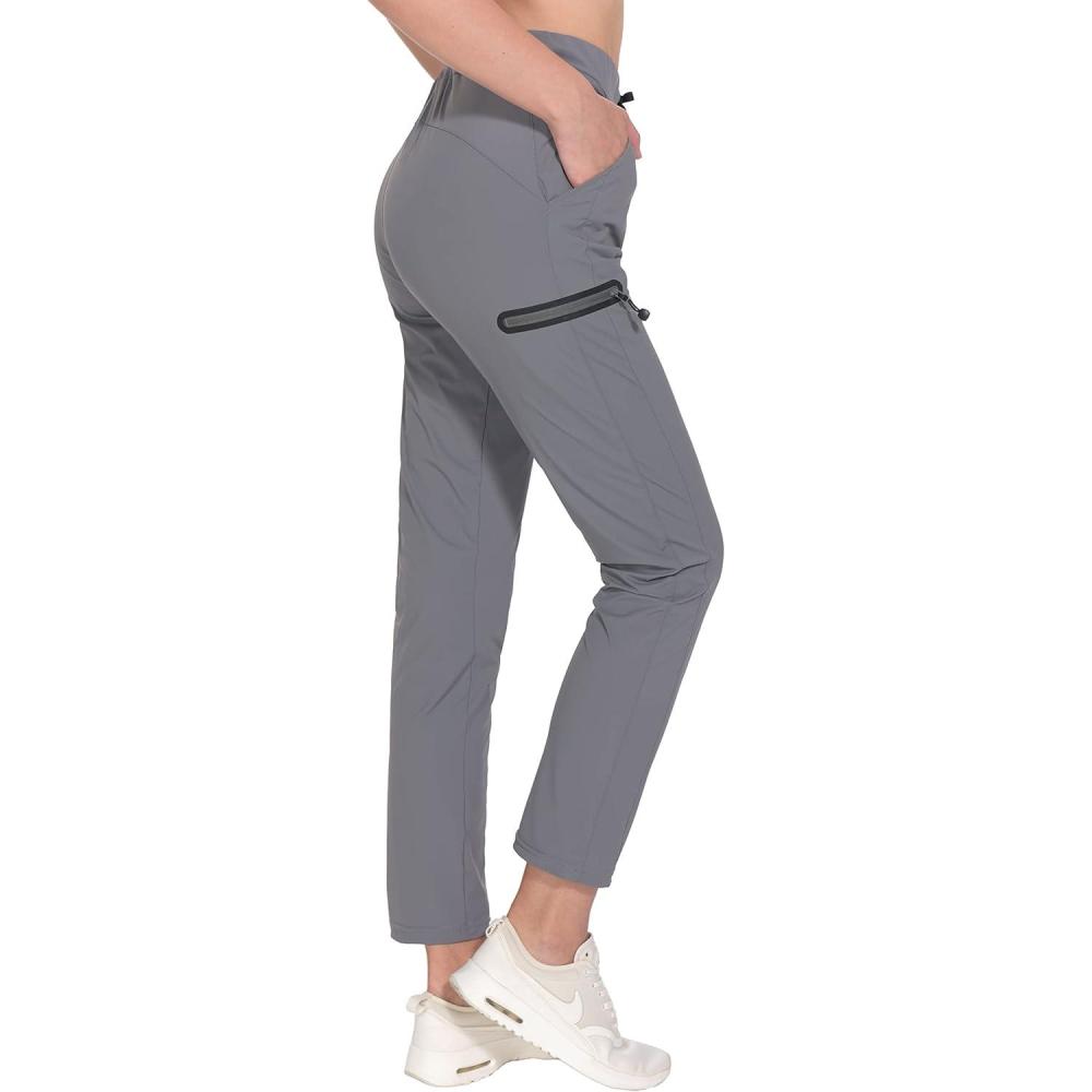 imageLittle Donkey Andy Womens UltraStretch Quick Dry Lightweight Ankle Pants Drawstring Active Travel HikingA2 Gray