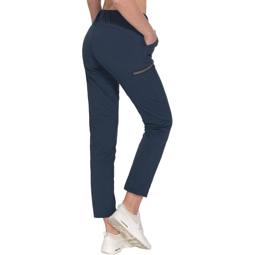 imageLittle Donkey Andy Womens UltraStretch Quick Dry Lightweight Ankle Pants Drawstring Active Travel HikingA3 Navy Blue