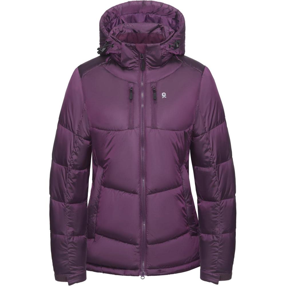 imageLittle Donkey Andy Womens Warm Puffer Jacket Windproof Lightweiht Hooded Winter Coat Hiking TravelDark Purple