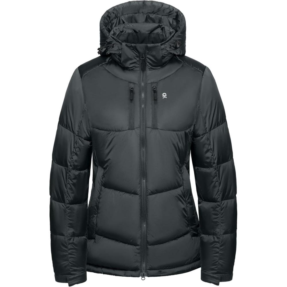 imageLittle Donkey Andy Womens Warm Puffer Jacket Windproof Lightweiht Hooded Winter Coat Hiking TravelSteel Grey