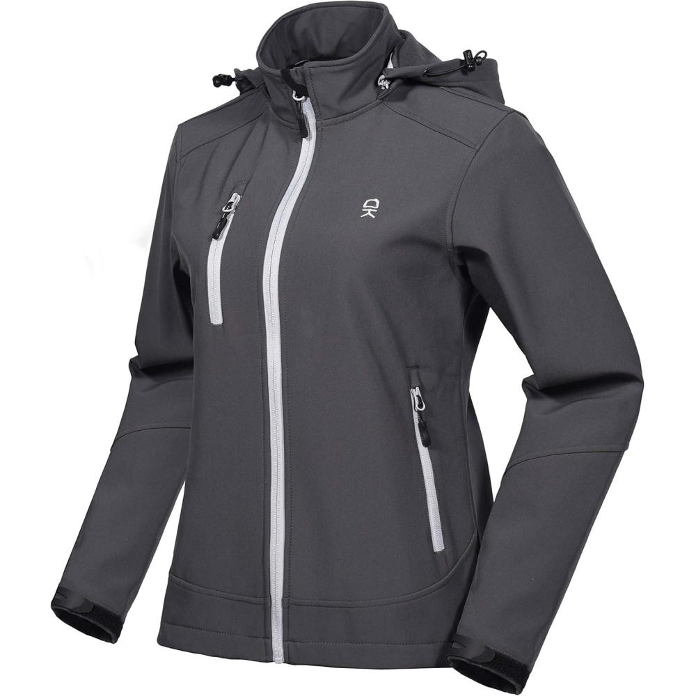 imageLittle Donkey Andy Womens Water Repellent Ski Snowboarding Jacket with Removable HoodGray