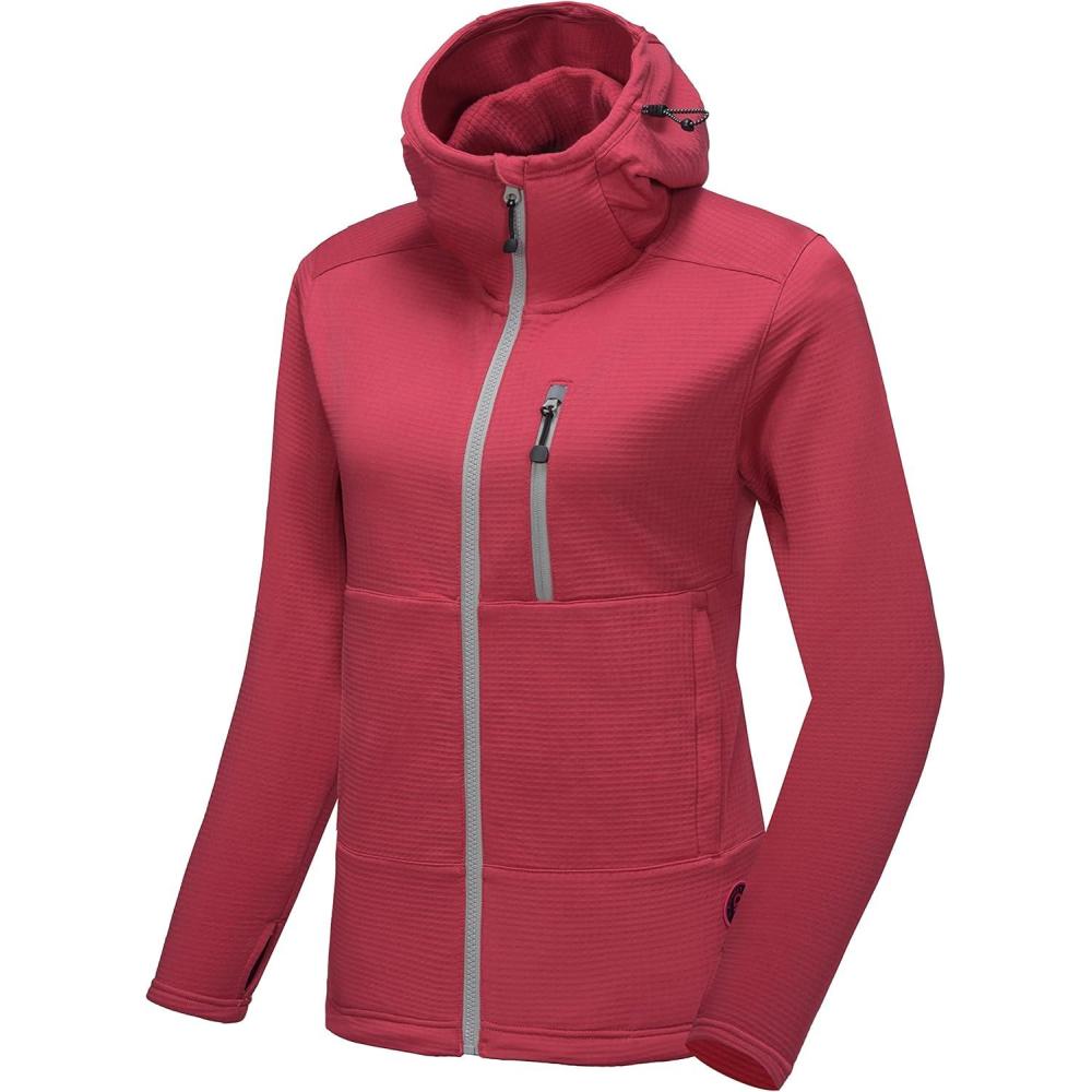imageLittle Donkey Andy Womens Winter Lightweight Warm Fleece Running Jacket Breathable Thumbholes Thermal Hiking JacketUpgraded Watermelon