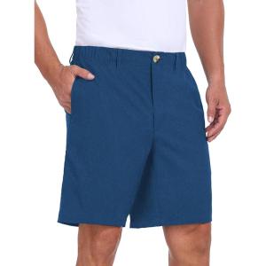 Little Donkey Andy Men’s Bermuda 9 Inch Lightweight Quick Dry Stretch Shorts Golf Hiking Travel(Blue Heather)