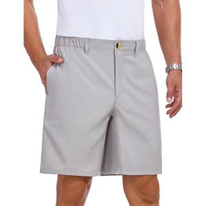 Little Donkey Andy Men’s Bermuda 9 Inch Lightweight Quick Dry Stretch Shorts Golf Hiking Travel(Light Gray Heather)