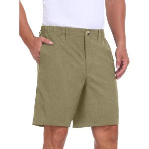 Little Donkey Andy Men’s Bermuda 9 Inch Lightweight Quick Dry Stretch Shorts Golf Hiking Travel(Oliver Green Heather)