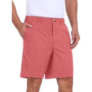 Little Donkey Andy Men’s Bermuda 9 Inch Lightweight Quick Dry Stretch Shorts Golf Hiking Travel(Spiced Coral Heather)