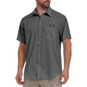 Little Donkey Andy Men’s Breathable UPF 50 Shirt, Lightweight Short Sleeve Button Down Shirts for Fishing Hiking(Castlerock)