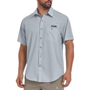 Little Donkey Andy Men’s Breathable UPF 50 Shirt, Lightweight Short Sleeve Button Down Shirts for Fishing Hiking(Gray Dawn)