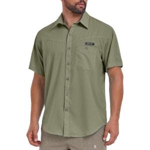 Little Donkey Andy Men’s Breathable UPF 50 Shirt, Lightweight Short Sleeve Button Down Shirts for Fishing Hiking(Loden Green)