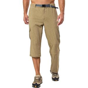 Little Donkey Andy Men’s Convertible Hiking Pants with Belt, Lightweight Zip-Off Quick Dry Tactical Cargo Pants(Khaki)