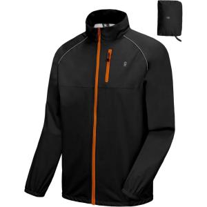 Little Donkey Andy Men’s Cycling Jacket, Waterproof Lightweight Windbreaker, Packable(Upgrade-black)