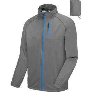 Little Donkey Andy Men’s Cycling Jacket, Waterproof Lightweight Windbreaker, Packable(Upgrade-gray)