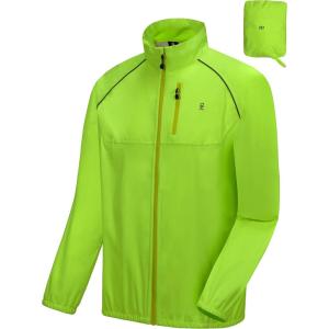 Little Donkey Andy Men’s Cycling Jacket, Waterproof Lightweight Windbreaker, Packable(Upgrade-yellow)