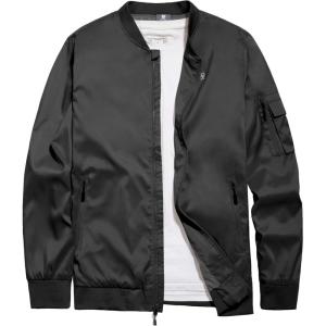 Little Donkey Andy Men’s Lightweight Bomber Jacket Causal Fashion Flight Windbreaker Fall Spring Outdoor Coat(Black)
