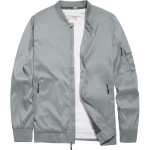 Little Donkey Andy Men’s Lightweight Bomber Jacket Causal Fashion Flight Windbreaker Fall Spring Outdoor Coat(Grey)