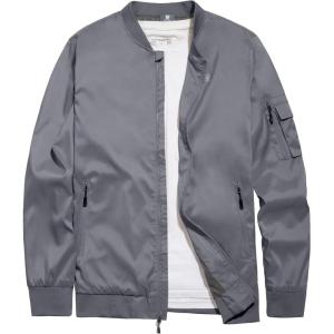 Little Donkey Andy Men’s Lightweight Bomber Jacket Causal Fashion Flight Windbreaker Fall Spring Outdoor Coat(Grey B)