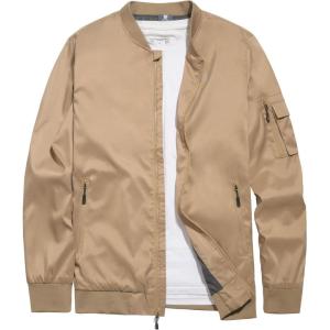 Little Donkey Andy Men’s Lightweight Bomber Jacket Causal Fashion Flight Windbreaker Fall Spring Outdoor Coat(Khaki)