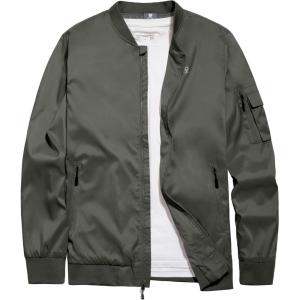 Little Donkey Andy Men’s Lightweight Bomber Jacket Causal Fashion Flight Windbreaker Fall Spring Outdoor Coat(Olive Branch)