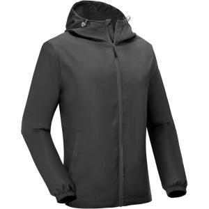 Little Donkey Andy Men’s Lightweight Breathable Windbreaker Golf Jacket UPF50+ Windproof Outdoor Running Coat(Hoodie-grey)