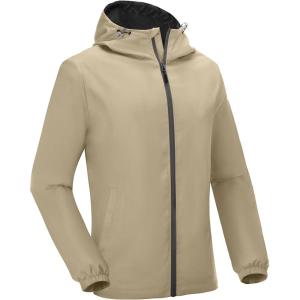 Little Donkey Andy Men’s Lightweight Breathable Windbreaker Golf Jacket UPF50+ Windproof Outdoor Running Coat(Hoodie-khaki)