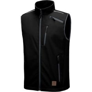 Little Donkey Andy Men’s Lightweight Fleece Lined Softshell Vest Windproof Sleeveless Jacket for Hiking Travel Golf(1. Black)