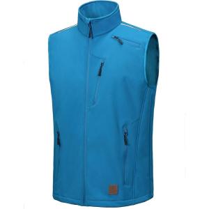 Little Donkey Andy Men’s Lightweight Fleece Lined Softshell Vest Windproof Sleeveless Jacket for Hiking Travel Golf(5. Swedish Blue)