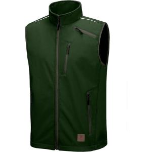 Little Donkey Andy Men’s Lightweight Fleece Lined Softshell Vest Windproof Sleeveless Jacket for Hiking Travel Golf(6. Dark Green)