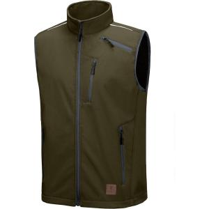 Little Donkey Andy Men’s Lightweight Fleece Lined Softshell Vest Windproof Sleeveless Jacket for Hiking Travel Golf(7. Olive Green)