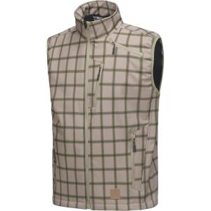 Little Donkey Andy Men’s Lightweight Fleece Lined Softshell Vest Windproof Sleeveless Jacket for Hiking Travel Golf(Green Plaid)