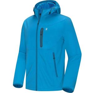 Little Donkey Andy Men’s Lightweight Hooded Softshell Jacket for Running Travel Hiking, Windproof Outerwear, Water Repellent(Blue)