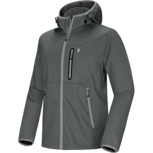 Little Donkey Andy Men’s Lightweight Hooded Softshell Jacket for Running Travel Hiking, Windproof Outerwear, Water Repellent(Gray)