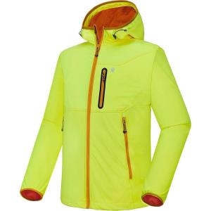 Little Donkey Andy Men’s Lightweight Hooded Softshell Jacket for Running Travel Hiking, Windproof Outerwear, Water Repellent(Yellow)