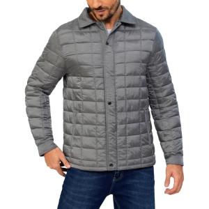 Little Donkey Andy Men’s Lightweight Quilted Puffer Jacket Windproof Thermal Winter Coat with Recycled Insulation(B-grey)