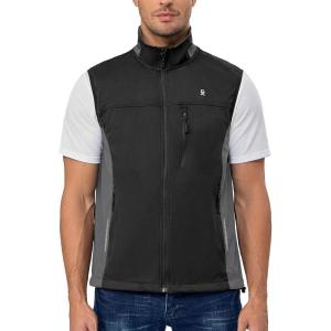 Little Donkey Andy Men’s Lightweight Softshell Vest, Windproof Sleeveless Jacket for Running, Hiking, Cycling (Reflctive(Reflctive Black)