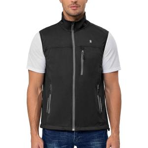 Little Donkey Andy Men’s Lightweight Softshell Vest, Windproof Sleeveless Jacket for Running, Hiking, Cycling (Reflctive(Reflctive Pure Black)