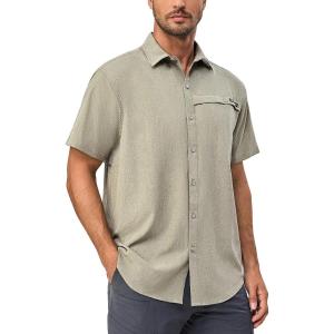 Little Donkey Andy Men’s Lightweight UPF 50+ Short Sleeve Shirt, Breathable Fishing Hiking Shirt, Air-Holes Tech(Laurel Oak Heather-short)