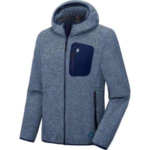 Little Donkey Andy Men’s Lightweight Warm Polar Fleece Running Jacket Hooded Full Zip Hiking Golf Casual Jacket(Blue Heather)