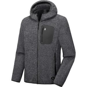 Little Donkey Andy Men’s Lightweight Warm Polar Fleece Running Jacket Hooded Full Zip Hiking Golf Casual Jacket(Deep Grey Heather)