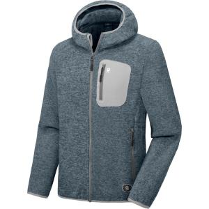 Little Donkey Andy Men’s Lightweight Warm Polar Fleece Running Jacket Hooded Full Zip Hiking Golf Casual Jacket(Light Grey Heather)